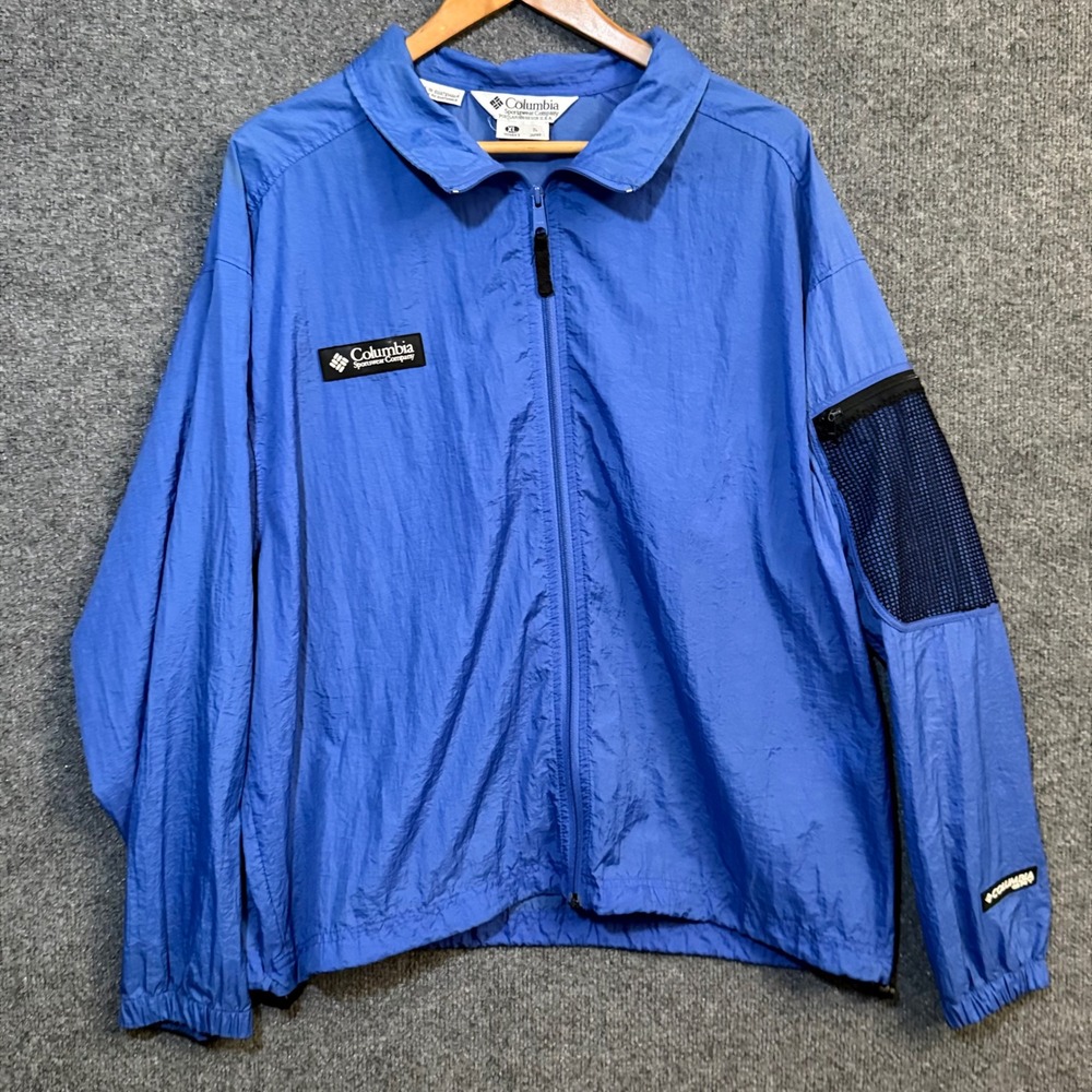 Columbia Womens Jacket Size XL Blue GRT‎ Packable Windbreaker